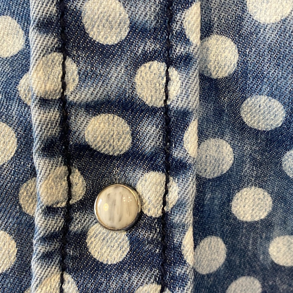 Guess Polka Dot Pearl Snap Button Front Denim Shirt SM Coastal Cowgirl Western - Picture 3 of 16